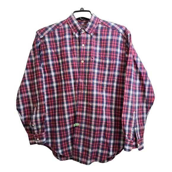 Vtg Ralph Lauren Polo Jeans Co Shirt Mens M Blue Red Plaid Button Up Heavyweight - Picture 1 of 7